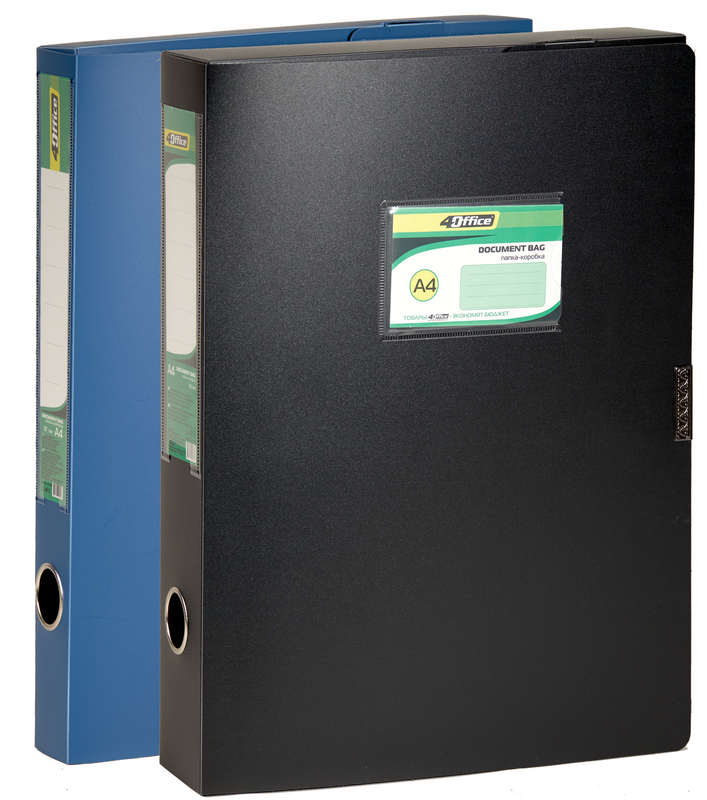 Папка-коробка 4OFFICE (4-241), 900мкм, A4, 550 аркушів, на липучці, непрозора(4-241)